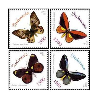 4 عدد تمبر پروانه ها- اندونزی 2007