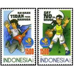 2 عدد تمبر روز جهانی مبارزه با مواد مخدر- اندونزی 2007