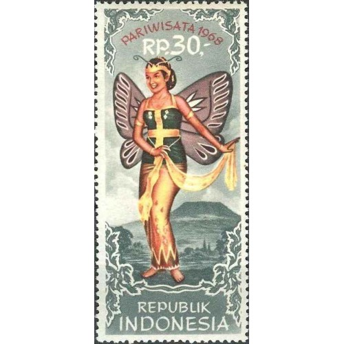 1 عدد تمبر گردشگری - اندونزی 1968 چسب قهوه ای