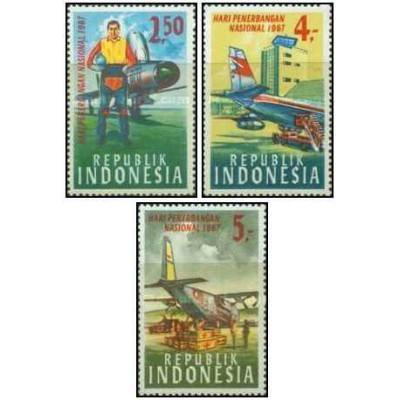 3 عدد تمبر روز هوانوردی - اندونزی 1967