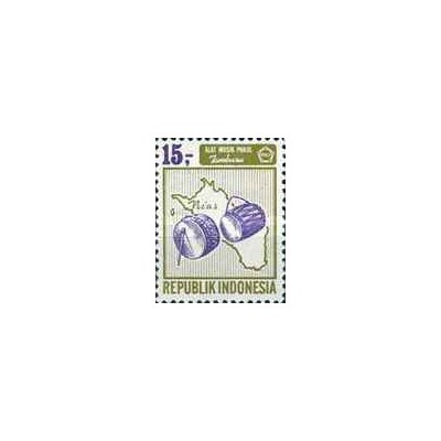 1 عدد تمبر سری پستی - آلات موسیقی - 15 روپیه - اندونزی 1967