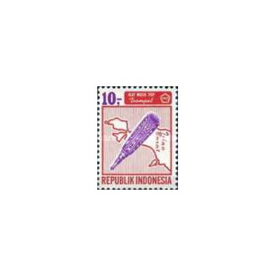 1 عدد تمبر سری پستی - آلات موسیقی - 10 روپیه - اندونزی 1967