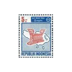 1 عدد تمبر سری پستی - آلات موسیقی - 5 روپیه - اندونزی 1967