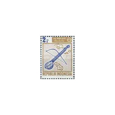 1 عدد تمبر سری پستی - آلات موسیقی - 2 روپیه - اندونزی 1967