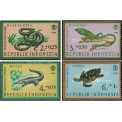 4 عدد تمبر خزندگان - اندونزی 1966
