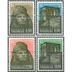 4 عدد تمبر یونسکو - حفاظت از بناهای نوبی - اندونزی 1964