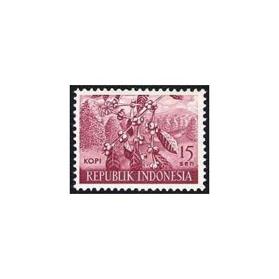 1 عدد  تمبر سری پستی - محصولات کشاورزی - 15Sen - اندونزی 1960