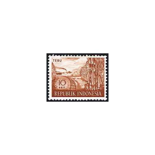 1 عدد  تمبر سری پستی - محصولات کشاورزی - 10Sen - اندونزی 1960