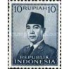 1 عدد  تمبر سری پستی - رئیس جمهور سوکارنو - 10R - اندونزی 1951 چسب تا حدودی قهوه ای