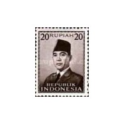1 عدد  تمبر سری پستی - رئیس جمهور سوکارنو - 20R - اندونزی 1953 چسب تا حدودی قهوه ای