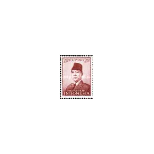 1 عدد  تمبر سری پستی - رئیس جمهور سوکارنو - 2.5R - اندونزی 1953 چسب تا حدودی قهوه ای