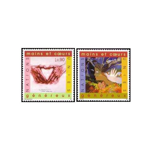 2 عدد  تمبر سال بین المللی کار داوطلبانه - ژنو سازمان ملل 2001 ارزش روی تمبر 2.2 فرانک سوئیس