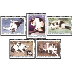5 عدد  تمبر  گربه ها - کوبا 2005