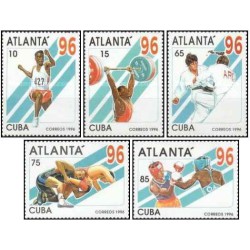 5 عدد  تمبر بازی های المپیک - آتلانتا، ایالات متحده آمریکا - کوبا 1995