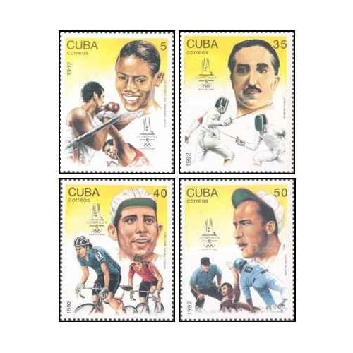 4 عدد  تمبر نمایشگاه بین المللی تمبر المپیک "OLYMPHILEX '92" - بارسلون، اسپانیا  - کوبا 1992