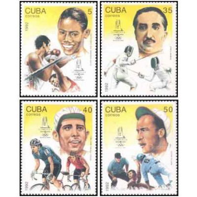 4 عدد  تمبر نمایشگاه بین المللی تمبر المپیک "OLYMPHILEX '92" - بارسلون، اسپانیا  - کوبا 1992