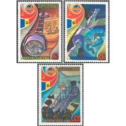3 عدد  تمبر پرواز فضایی شوروی-رومانی  - شوروی 1981
