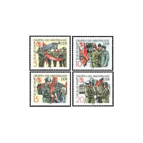 4 عدد  تمبر سی و پنجمین سالگرد طبقه کارگر - جمهوری دموکراتیک آلمان 1988