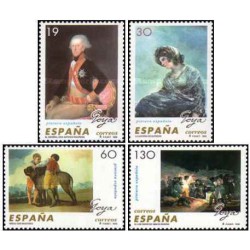4 عدد  تمبر 250ین سالگرد تولد فرانسیسکو دو گویا و لوسینتس - تابلو نقاشی - اسپانیا 1996
