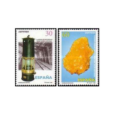 2 عدد  تمبر مواد معدنی - اسپانیا 1996