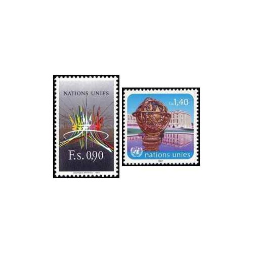 2 عدد  تمبرسمبل های سازمان ملل - ژنو سازمان ملل 1987 ارزش روی تمبر 2.5 دلار