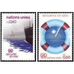 2 عدد تمبر ایمنی در دریا  - ژنو سازمان ملل 1983 ارزش روی تمبر 1.3 دلار