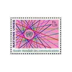 1 عدد تمبر سال جهانی ارتباطات  - ژنو سازمان ملل 1983 ارزش روی تمبر 1.3 دلار