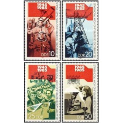 4 عدد  تمبر چهلمین سالگرد آزادی - جمهوری دموکراتیک آلمان 1985