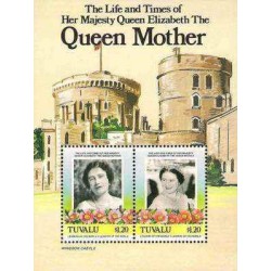 مینی شیت رهبران جهان - زندگی و گذر زمان ملکه الیزابت ملکه مادر - توالو 1985