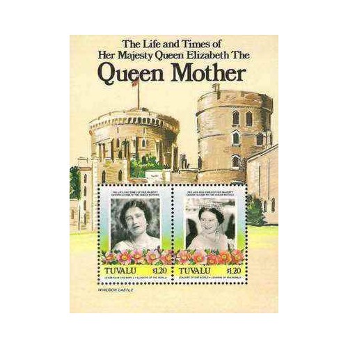 مینی شیت رهبران جهان - زندگی و گذر زمان ملکه الیزابت ملکه مادر - توالو 1985