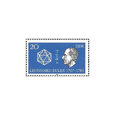 1 عدد  تمبر دویستمین سالگرد مرگ لئونارد اویلر - ریاضی دان و فیزیکدان- جمهوری دموکراتیک آلمان 1983
