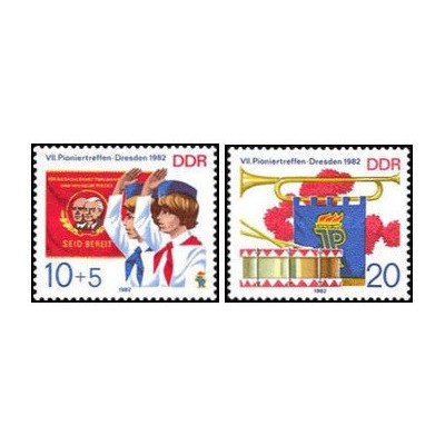 2 عدد  تمبر نشست جوانان - جمهوری دموکراتیک آلمان 1982