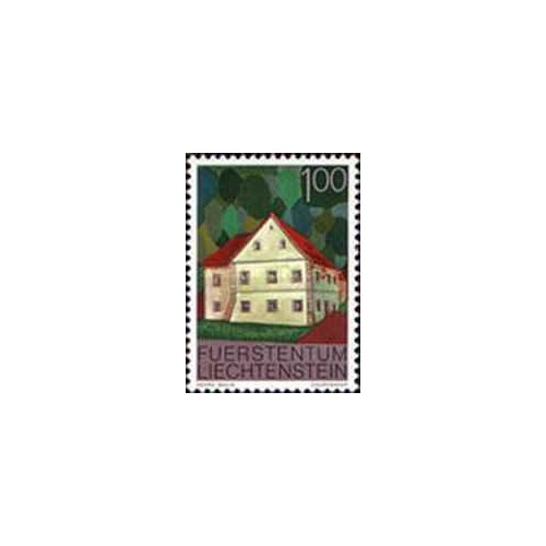 1 عدد تمبر سری پستی - ساختمانها - 1 فرانک - لیختنشتاین 1978