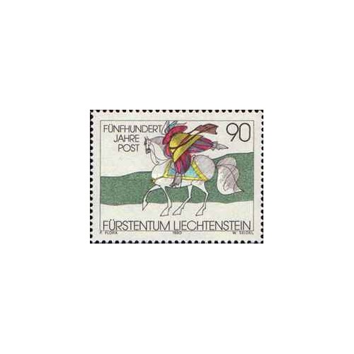 1 عدد تمبرپانصدمین سالگرد پست در اروپا - لیختنشتاین 1990