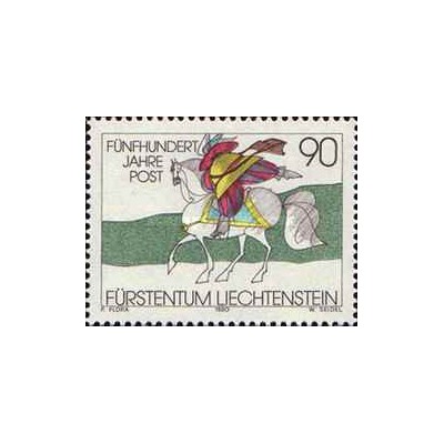 1 عدد تمبرپانصدمین سالگرد پست در اروپا - لیختنشتاین 1990