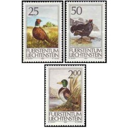 3 عدد تمبر پرندگان - شکار- لیختنشتاین 1990