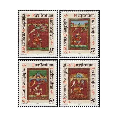 4 عدد تمبر چهار مبلغ مسیحی - لیختنشتاین 1987 4 عدد تمبر چهار مبلغ مسیحی - لیختنشتاین 1987