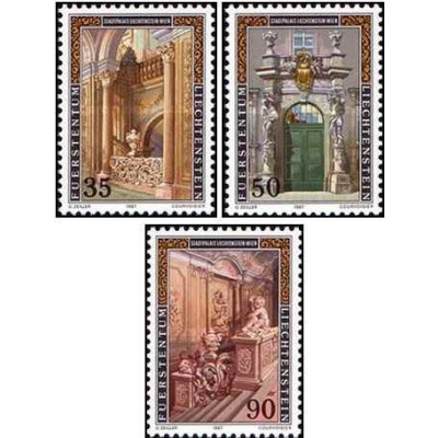 3 عدد تمبر کاخ لیختن اشتاین وین - لیختنشتاین 1987
