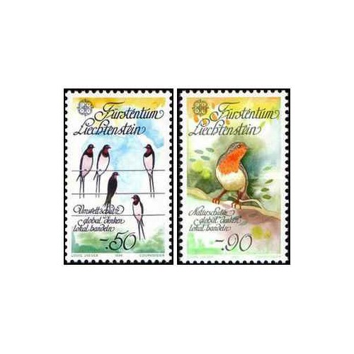 2 عدد تمبر مشترک اروپا - Europa Cept- حفاظت از طبیعت  - لیختنشتاین 1986