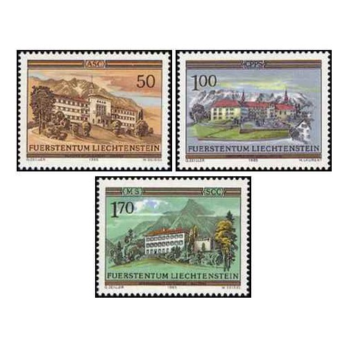 3 عدد تمبر قلعه ها - نقاشی  - لیختنشتاین 1985