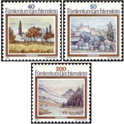 3 عدد تمبر نقاشی های مناظر - لیختنشتاین 1983