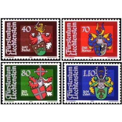 4 عدد تمبر نشان های ملی - لیختنشتاین 1980