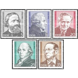 5 عدد  تمبر شخصیت ها - جمهوری دموکراتیک آلمان 1974