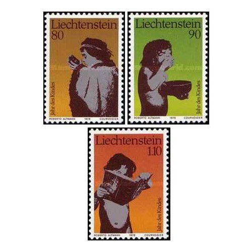 3 عدد تمبر سال جهانی کودک - لیختنشتاین 1979