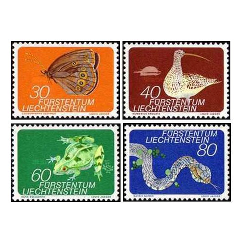 4 عدد تمبر جانوران - لیختنشتاین 1973 4 عدد تمبر جانوران - لیختنشتاین 1973