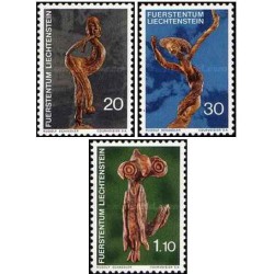 3 عدد تمبر آثار کاروری اثر رودولف شادلر - لیختنشتاین 1972