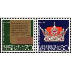 2 عدد تمبر پنجاهمین سالگرد مشروطه جدید - لیختنشتاین 1971