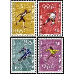 4 عدد تمبر بازی های المپیک زمستانی - ساپورو ، ژاپن - لیختنشتاین 1971
