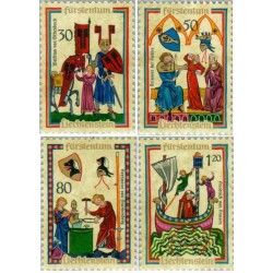 4 عدد تمبر خوانندگان قرون وسطی - لیختنشتاین 1970