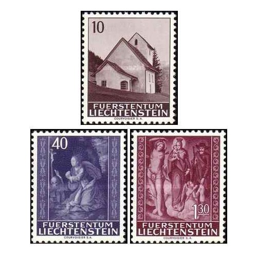 3 عدد تمبر کریستمس - تابلو - لیختنشتاین 1964